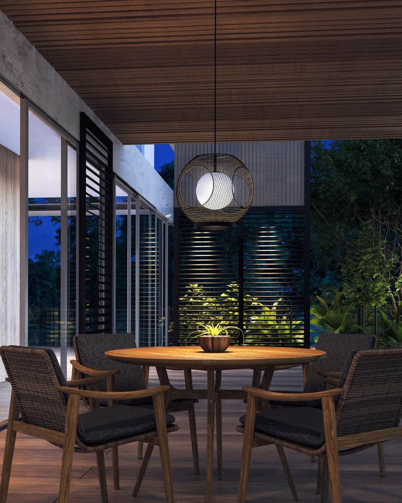 Kuzco Lighting - EP56913-BK/OP - One Light Exterior Pendant - Kona - Black/Opal Glass