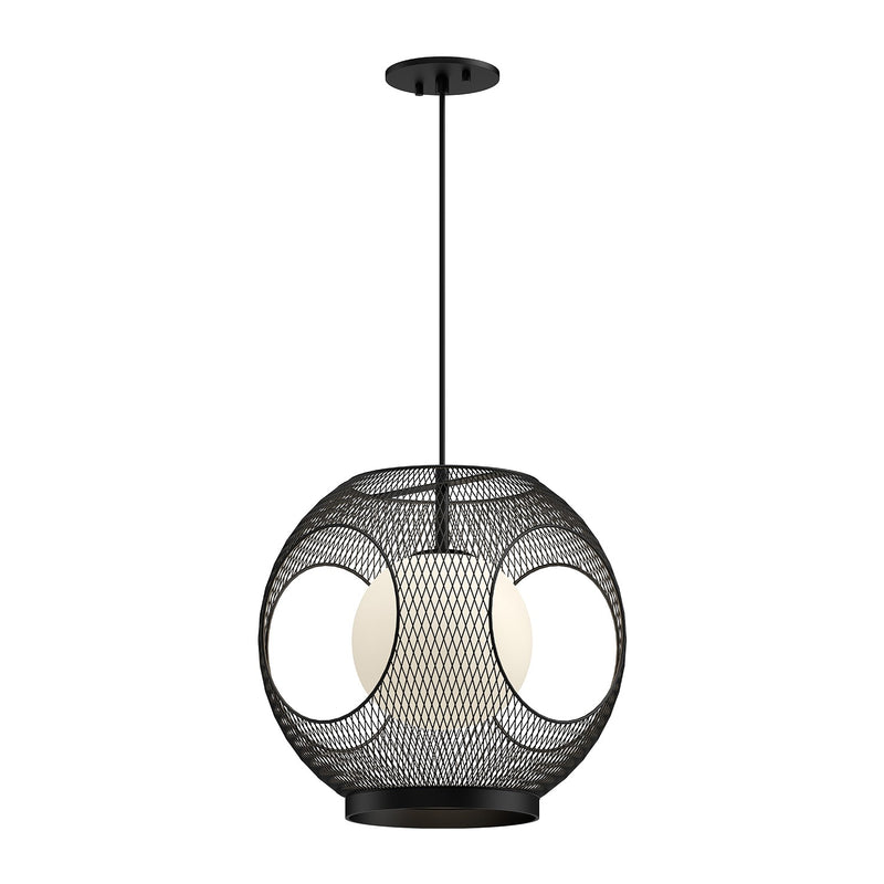 One Light Exterior Pendant<br /><span style="color:#4AB0CE;">Entrega: 1-2 semanas en USA</span><br /><span style="color:#4AB0CE;font-size:60%;">PREGUNTE POR ENTREGA EN PANAMA</span><br />Collection: Kona<br />Finish: Black/Opal Glass