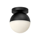 One Light Flush Mount<br /><span style="color:#4AB0CE;">Entrega: 4-10 dias en USA</span><br /><span style="color:#4AB0CE;font-size:60%;">PREGUNTE POR ENTREGA EN PANAMA</span><br />Collection: Monae<br />Finish: Black/Opal Glass