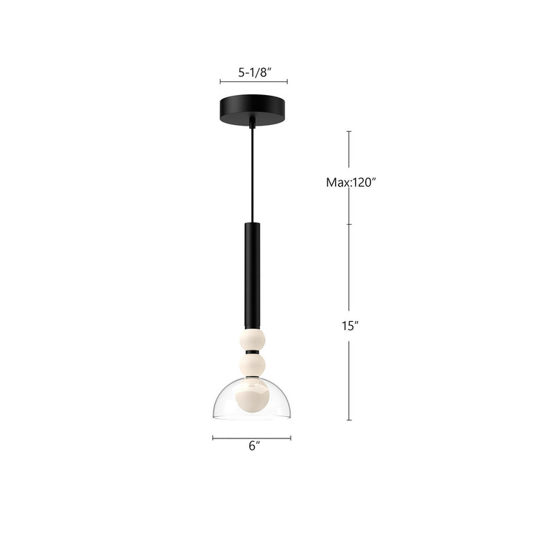 Kuzco Lighting - PD30502-BK/CL - LED Pendant - Rise - Black/Clear