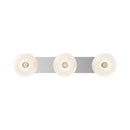 Three Light Vanity<br /><span style="color:#4AB0CE;">Entrega: 4-10 dias en USA</span><br /><span style="color:#4AB0CE;font-size:60%;">PREGUNTE POR ENTREGA EN PANAMA</span><br />Collection: Samar<br />Finish: Chrome/Opal Glass