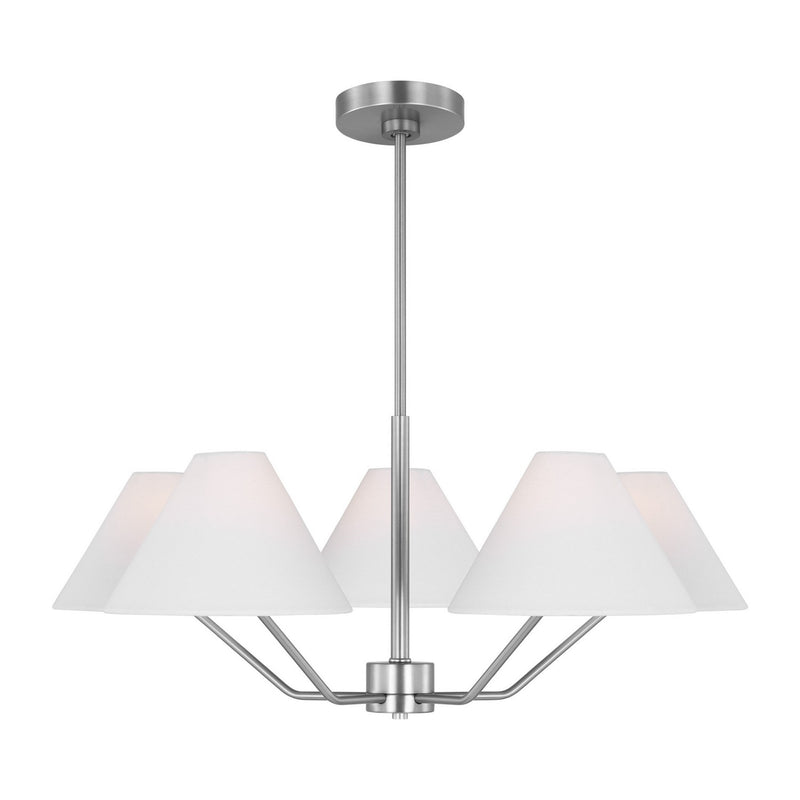 Visual Comfort Studio - DJC1005BS - Five Light Chandelier - Burke - Brushed Steel