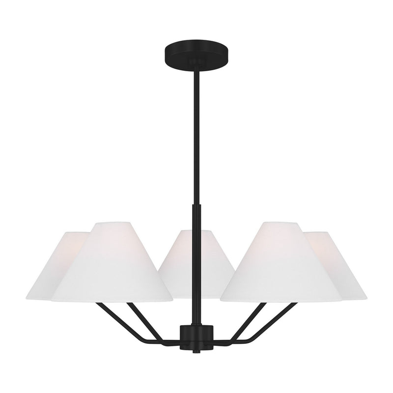 Visual Comfort Studio - DJC1005MBK - Five Light Chandelier - Burke - Midnight Black