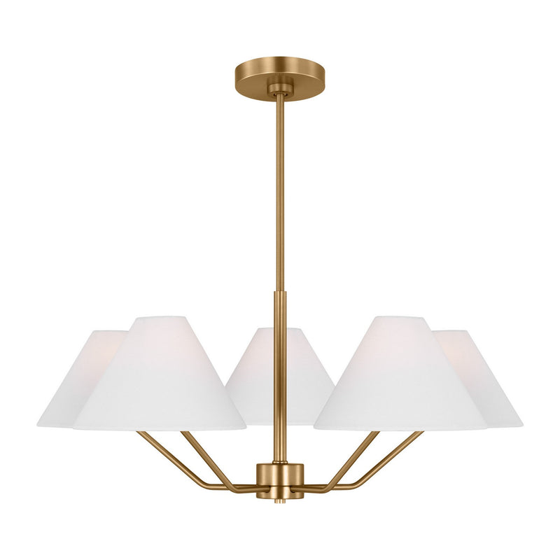 Visual Comfort Studio - DJC1005SB - Five Light Chandelier - Burke - Satin Brass