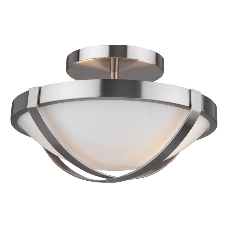 Two Light Flush Mount<br /><span style="color:#4AB0CE;">Entrega: 4-10 dias en USA</span><br /><span style="color:#4AB0CE;font-size:60%;">PREGUNTE POR ENTREGA EN PANAMA</span><br />Collection: Cara<br />Finish: Brushed Nickel