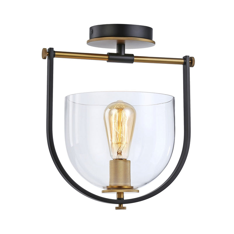 One Light Semi-Flush Mount<br /><span style="color:#4AB0CE;">Entrega: 4-10 dias en USA</span><br /><span style="color:#4AB0CE;font-size:60%;">PREGUNTE POR ENTREGA EN PANAMA</span><br />Collection: Cheshire<br />Finish: Black & Brass