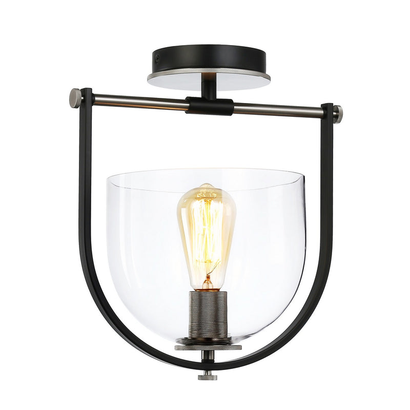 One Light Semi-Flush Mount<br /><span style="color:#4AB0CE;">Entrega: 4-10 dias en USA</span><br /><span style="color:#4AB0CE;font-size:60%;">PREGUNTE POR ENTREGA EN PANAMA</span><br />Collection: Cheshire<br />Finish: Black & Nickel