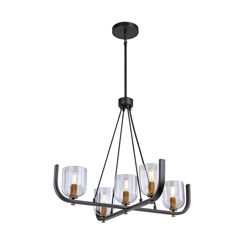 Five Light Chandelier<br /><span style="color:#4AB0CE;">Entrega: 4-10 dias en USA</span><br /><span style="color:#4AB0CE;font-size:60%;">PREGUNTE POR ENTREGA EN PANAMA</span><br />Collection: Cheshire<br />Finish: Black & Brass