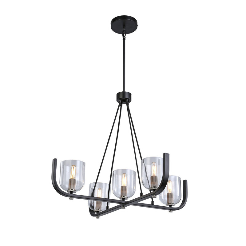 Five Light Chandelier<br /><span style="color:#4AB0CE;">Entrega: 4-10 dias en USA</span><br /><span style="color:#4AB0CE;font-size:60%;">PREGUNTE POR ENTREGA EN PANAMA</span><br />Collection: Cheshire<br />Finish: Black & Nickel