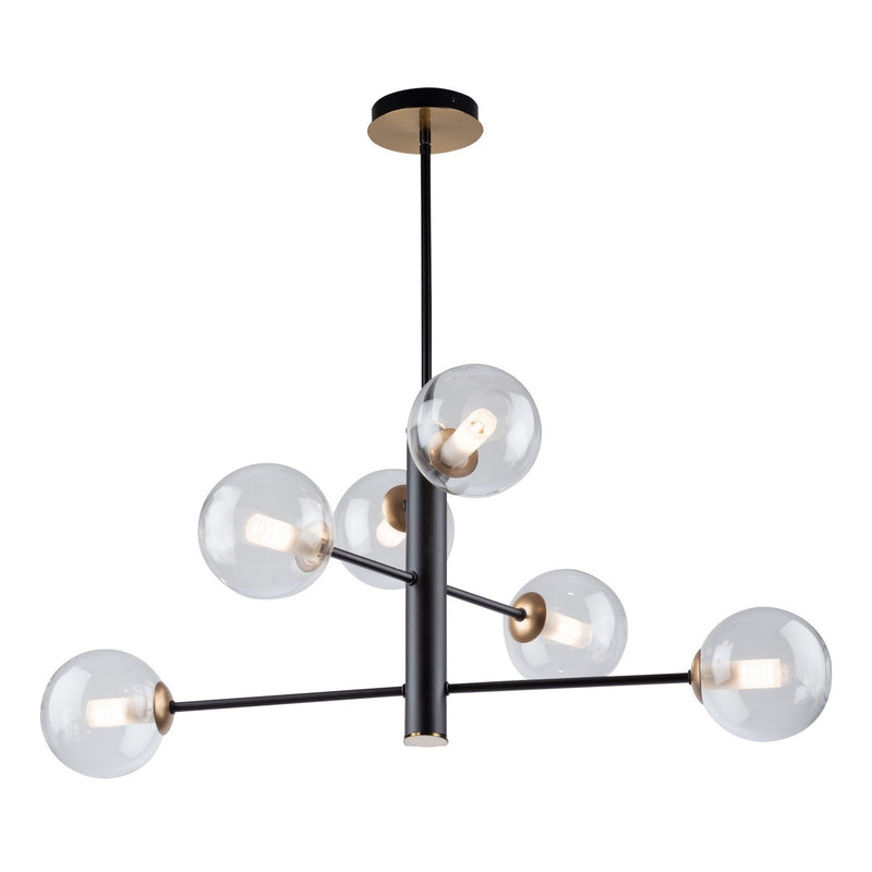 Six Light Chandelier<br /><span style="color:#4AB0CE;">Entrega: 4-10 dias en USA</span><br /><span style="color:#4AB0CE;font-size:60%;">PREGUNTE POR ENTREGA EN PANAMA</span><br />Collection: Aurelia<br />Finish: Matte Black & Brass