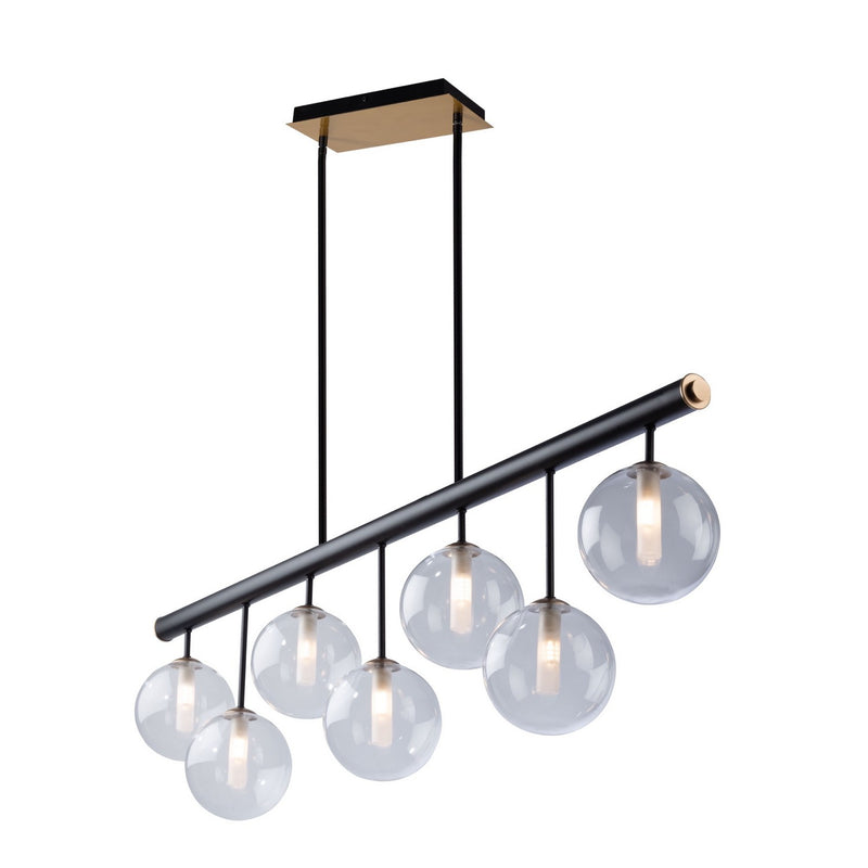 Seven Light Island Pendant<br /><span style="color:#4AB0CE;">Entrega: 4-10 dias en USA</span><br /><span style="color:#4AB0CE;font-size:60%;">PREGUNTE POR ENTREGA EN PANAMA</span><br />Collection: Aurelia<br />Finish: Matte Black & Brass