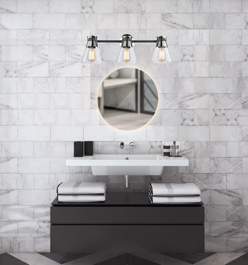 Artcraft Canada - AC11803NB - Three Light Vanity - Kanata - Black & Brushed Nickel
