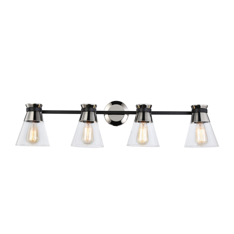 Four Light Vanity<br /><span style="color:#4AB0CE;">Entrega: 4-10 dias en USA</span><br /><span style="color:#4AB0CE;font-size:60%;">PREGUNTE POR ENTREGA EN PANAMA</span><br />Collection: Kanata<br />Finish: Black & Polished Nickel