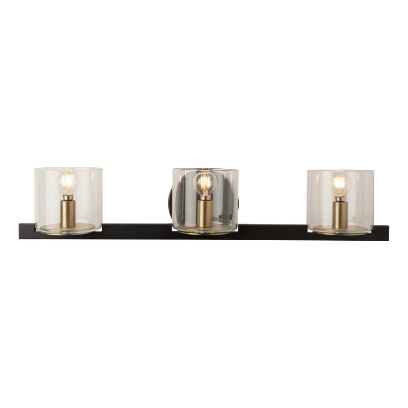 Three Light Vanity<br /><span style="color:#4AB0CE;">Entrega: 4-10 dias en USA</span><br /><span style="color:#4AB0CE;font-size:60%;">PREGUNTE POR ENTREGA EN PANAMA</span><br />Collection: Salinas<br />Finish: Black and Brass