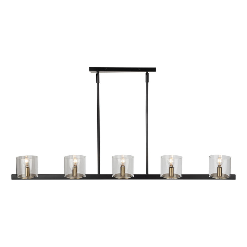 Five Light Island Pendant<br /><span style="color:#4AB0CE;">Entrega: 4-10 dias en USA</span><br /><span style="color:#4AB0CE;font-size:60%;">PREGUNTE POR ENTREGA EN PANAMA</span><br />Collection: Salinas<br />Finish: Black and Brass