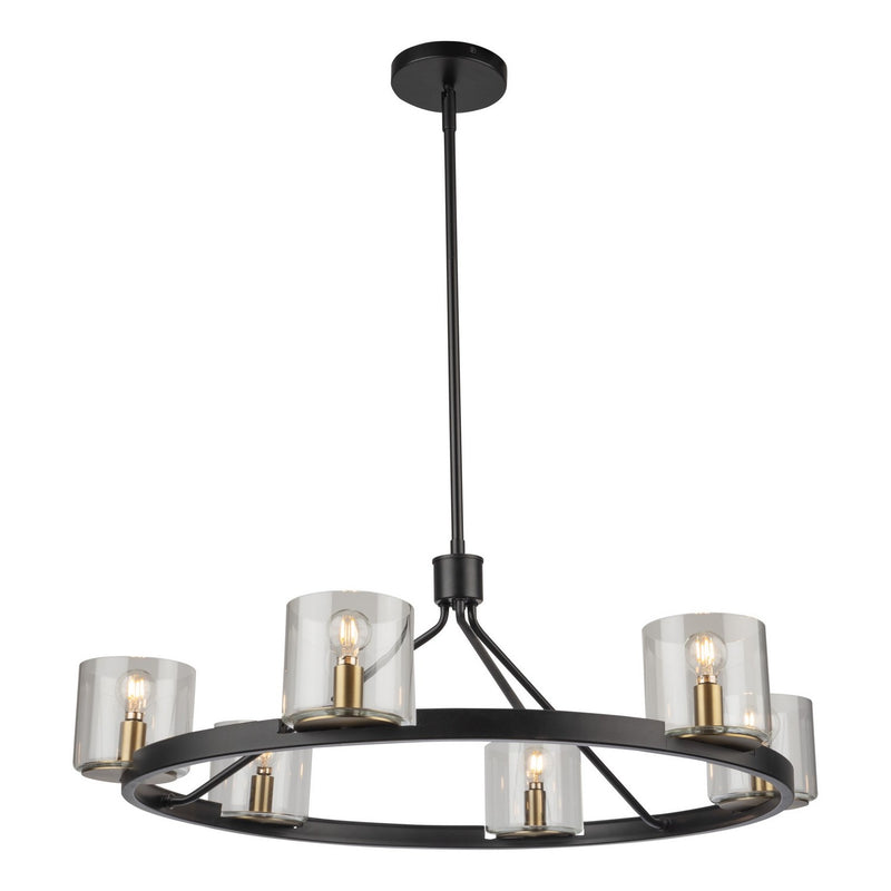 Six Light Chandelier<br /><span style="color:#4AB0CE;">Entrega: 4-10 dias en USA</span><br /><span style="color:#4AB0CE;font-size:60%;">PREGUNTE POR ENTREGA EN PANAMA</span><br />Collection: Salinas<br />Finish: Black and Brass