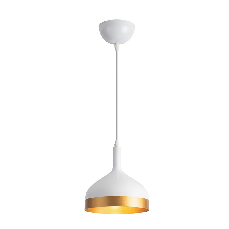 One Light Pendant<br /><span style="color:#4AB0CE;">Entrega: 4-10 dias en USA</span><br /><span style="color:#4AB0CE;font-size:60%;">PREGUNTE POR ENTREGA EN PANAMA</span><br />Collection: Dash<br />Finish: White & Gold