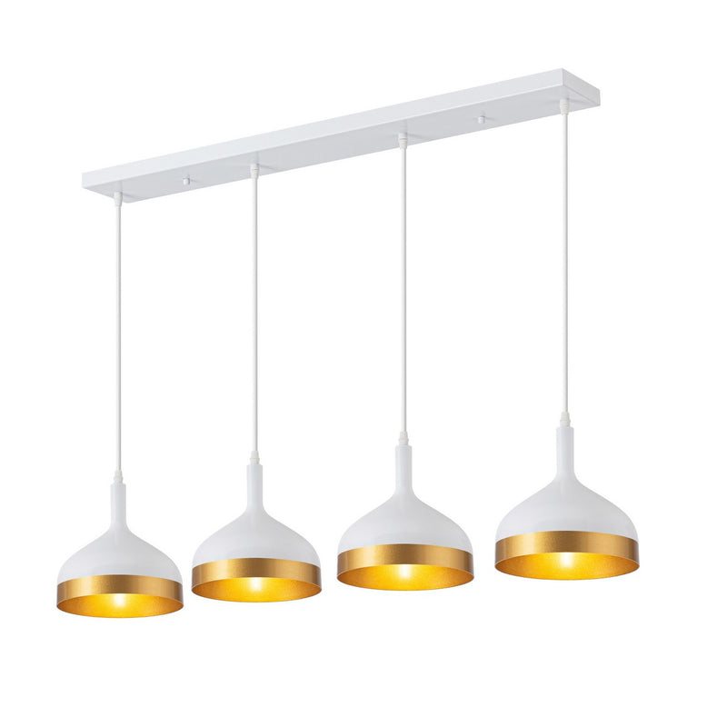 Four Light Island Pendant<br /><span style="color:#4AB0CE;">Entrega: 4-10 dias en USA</span><br /><span style="color:#4AB0CE;font-size:60%;">PREGUNTE POR ENTREGA EN PANAMA</span><br />Collection: Dash<br />Finish: White & Gold