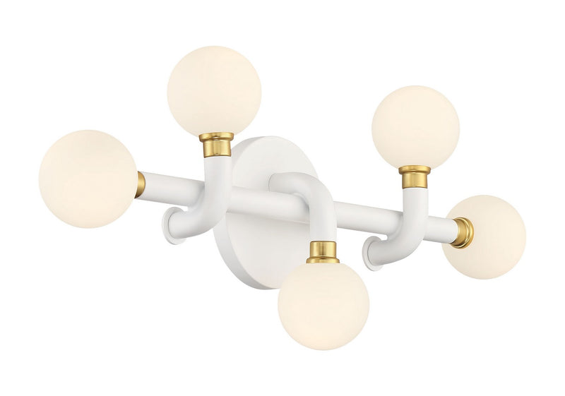 George Kovacs - P5510-706-L - Five Light Bath - Tubular - Matte White With Honey Gold