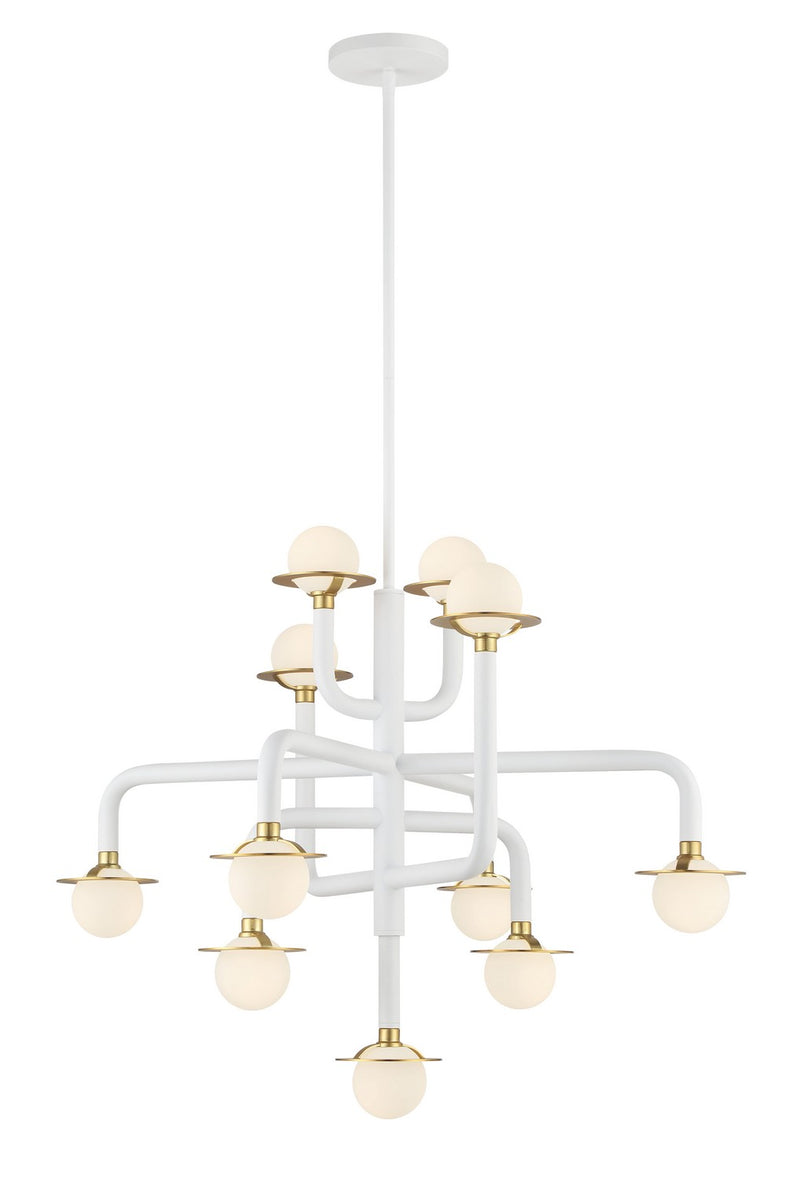 George Kovacs - P5511-706-L - 11 Light Chandelier - Tubular - Matte White With Honey Gold