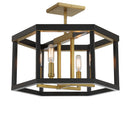 Four Light Semi Flush Mount<br /><span style="color:#4AB0CE;">Entrega: 4-10 dias en USA</span><br /><span style="color:#4AB0CE;font-size:60%;">PREGUNTE POR ENTREGA EN PANAMA</span><br />Collection: UNION ESTATES<br />Finish: Coal And Soft Brass