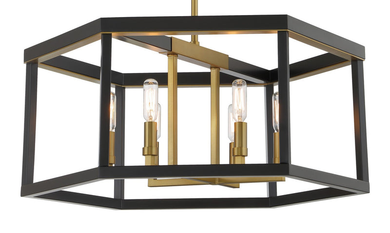Six Light Pendant<br /><span style="color:#4AB0CE;">Entrega: 4-10 dias en USA</span><br /><span style="color:#4AB0CE;font-size:60%;">PREGUNTE POR ENTREGA EN PANAMA</span><br />Collection: UNION ESTATES<br />Finish: Coal And Soft Brass