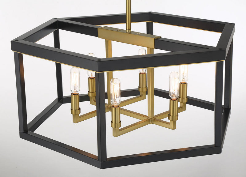 Six Light Pendant<br /><span style="color:#4AB0CE;">Entrega: 4-10 dias en USA</span><br /><span style="color:#4AB0CE;font-size:60%;">PREGUNTE POR ENTREGA EN PANAMA</span><br />Collection: UNION ESTATES<br />Finish: Coal And Soft Brass
