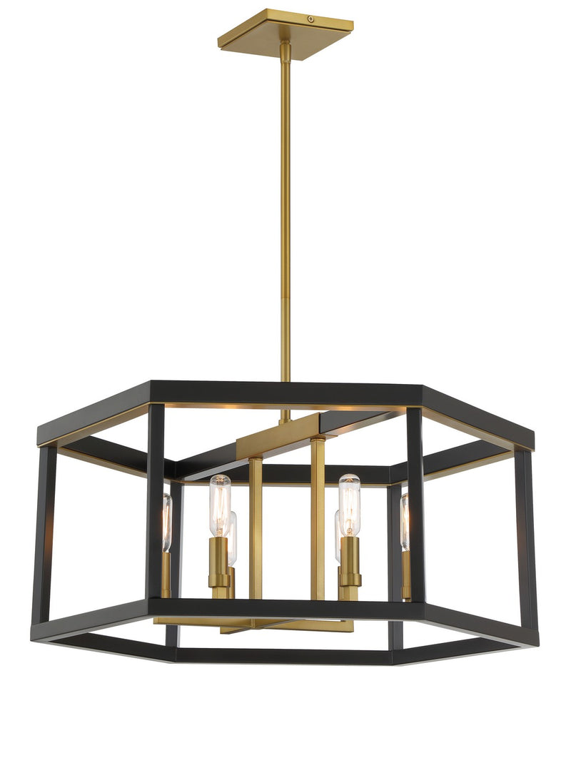 Six Light Pendant<br /><span style="color:#4AB0CE;">Entrega: 4-10 dias en USA</span><br /><span style="color:#4AB0CE;font-size:60%;">PREGUNTE POR ENTREGA EN PANAMA</span><br />Collection: UNION ESTATES<br />Finish: Coal And Soft Brass