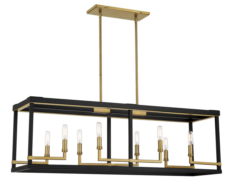 Eight Light Island Pendant<br /><span style="color:#4AB0CE;">Entrega: 4-10 dias en USA</span><br /><span style="color:#4AB0CE;font-size:60%;">PREGUNTE POR ENTREGA EN PANAMA</span><br />Collection: UNION ESTATES<br />Finish: Coal And Soft Brass