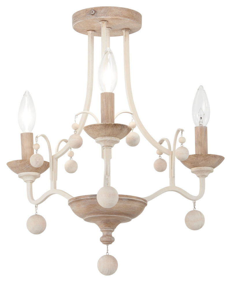 Three Light Semi Flush Mount<br /><span style="color:#4AB0CE;">Entrega: 4-10 dias en USA</span><br /><span style="color:#4AB0CE;font-size:60%;">PREGUNTE POR ENTREGA EN PANAMA</span><br />Collection: Colonial Charm<br />Finish: White Wash