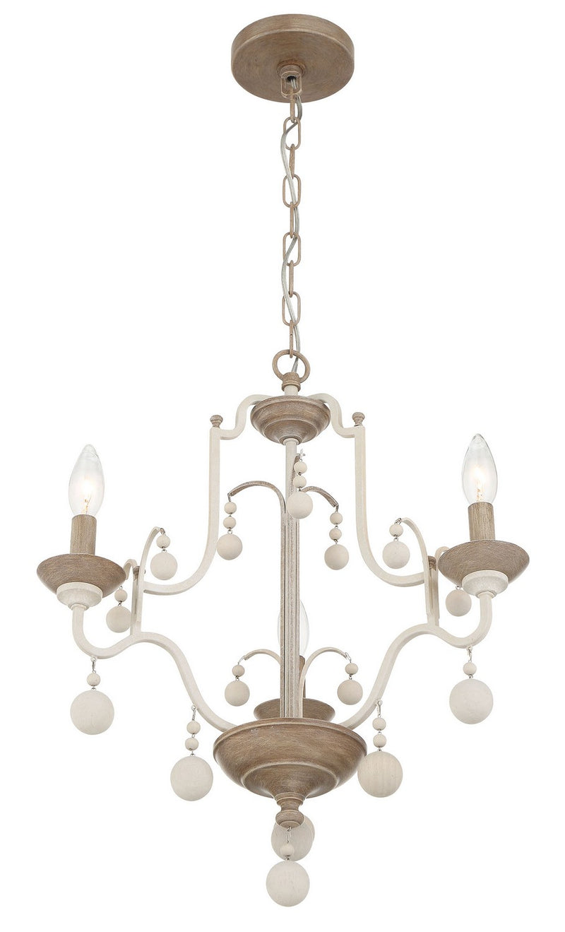 Three Light Chandelier<br /><span style="color:#4AB0CE;">Entrega: 4-10 dias en USA</span><br /><span style="color:#4AB0CE;font-size:60%;">PREGUNTE POR ENTREGA EN PANAMA</span><br />Collection: Colonial Charm<br />Finish: White Wash & Sun Dried Clay