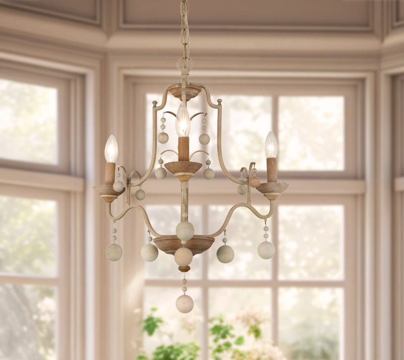 Minka-Lavery - 2663-717 - Three Light Chandelier - Colonial Charm - White Wash & Sun Dried Clay