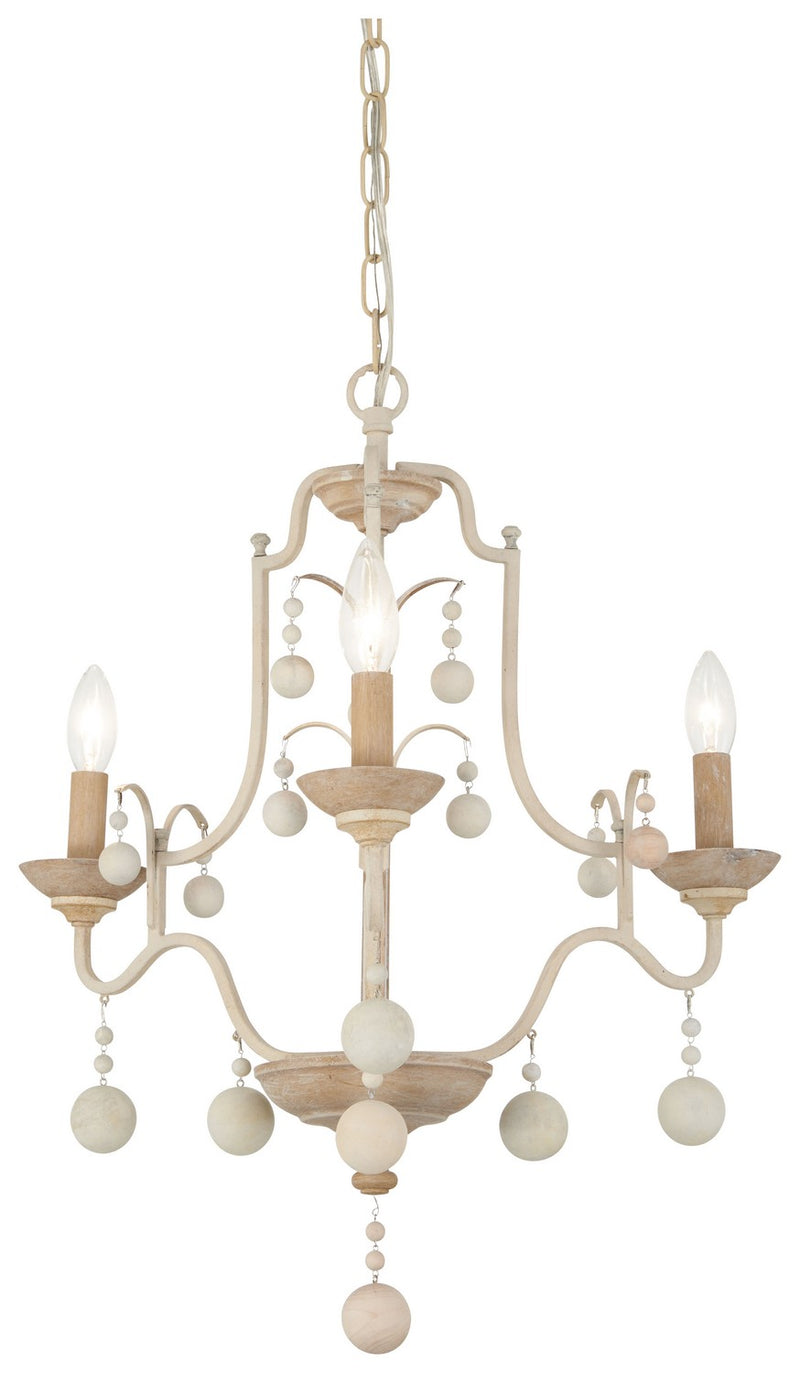 Three Light Chandelier<br /><span style="color:#4AB0CE;">Entrega: 4-10 dias en USA</span><br /><span style="color:#4AB0CE;font-size:60%;">PREGUNTE POR ENTREGA EN PANAMA</span><br />Collection: Colonial Charm<br />Finish: White Wash