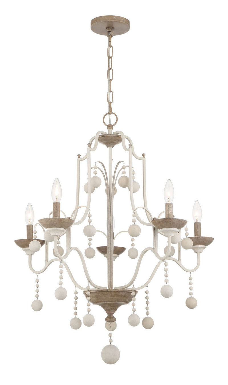 Five Light Chandelier<br /><span style="color:#4AB0CE;">Entrega: 4-10 dias en USA</span><br /><span style="color:#4AB0CE;font-size:60%;">PREGUNTE POR ENTREGA EN PANAMA</span><br />Collection: Colonial Charm<br />Finish: White Wash