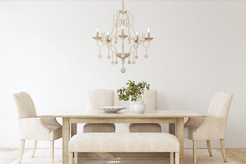 Five Light Chandelier<br /><span style="color:#4AB0CE;">Entrega: 4-10 dias en USA</span><br /><span style="color:#4AB0CE;font-size:60%;">PREGUNTE POR ENTREGA EN PANAMA</span><br />Collection: Colonial Charm<br />Finish: White Wash