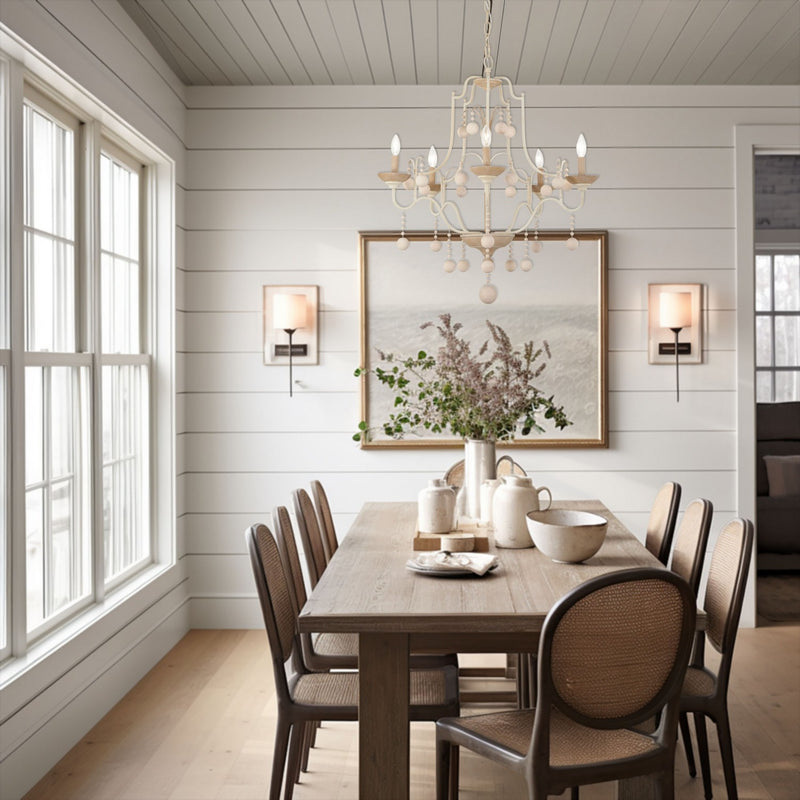 Five Light Chandelier<br /><span style="color:#4AB0CE;">Entrega: 4-10 dias en USA</span><br /><span style="color:#4AB0CE;font-size:60%;">PREGUNTE POR ENTREGA EN PANAMA</span><br />Collection: Colonial Charm<br />Finish: White Wash