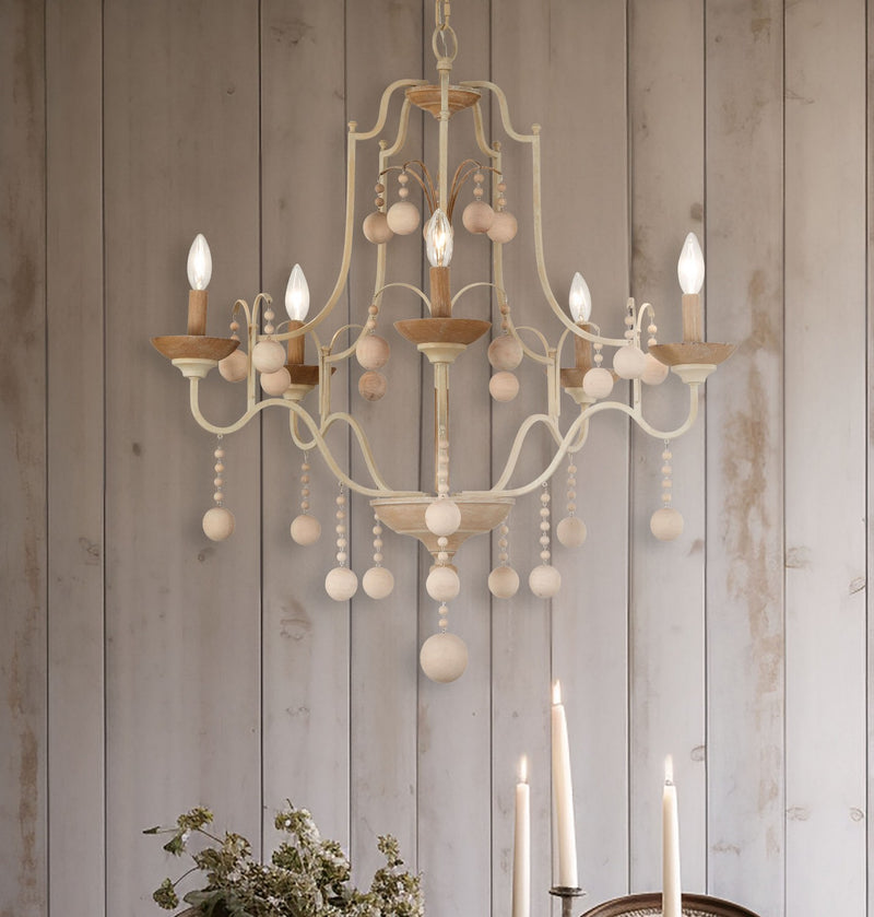 Minka-Lavery - 2665-717 - Five Light Chandelier - Colonial Charm - White Wash