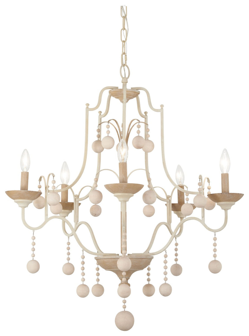 Five Light Chandelier<br /><span style="color:#4AB0CE;">Entrega: 4-10 dias en USA</span><br /><span style="color:#4AB0CE;font-size:60%;">PREGUNTE POR ENTREGA EN PANAMA</span><br />Collection: Colonial Charm<br />Finish: White Wash