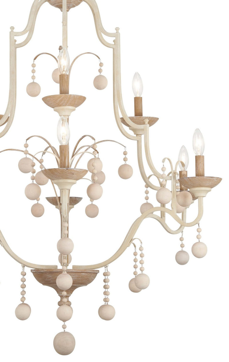 Nine Light Chandelier<br /><span style="color:#4AB0CE;">Entrega: 4-10 dias en USA</span><br /><span style="color:#4AB0CE;font-size:60%;">PREGUNTE POR ENTREGA EN PANAMA</span><br />Collection: Colonial Charm<br />Finish: White Wash