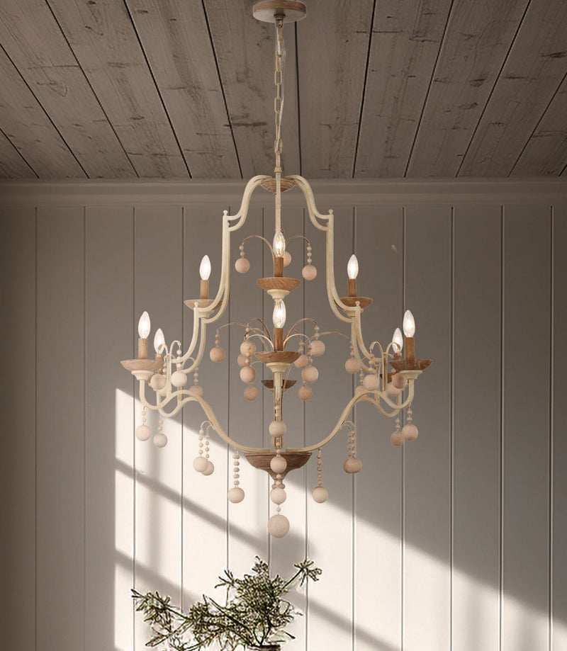 Minka-Lavery - 2669-717 - Nine Light Chandelier - Colonial Charm - White Wash & Sun Dried Clay