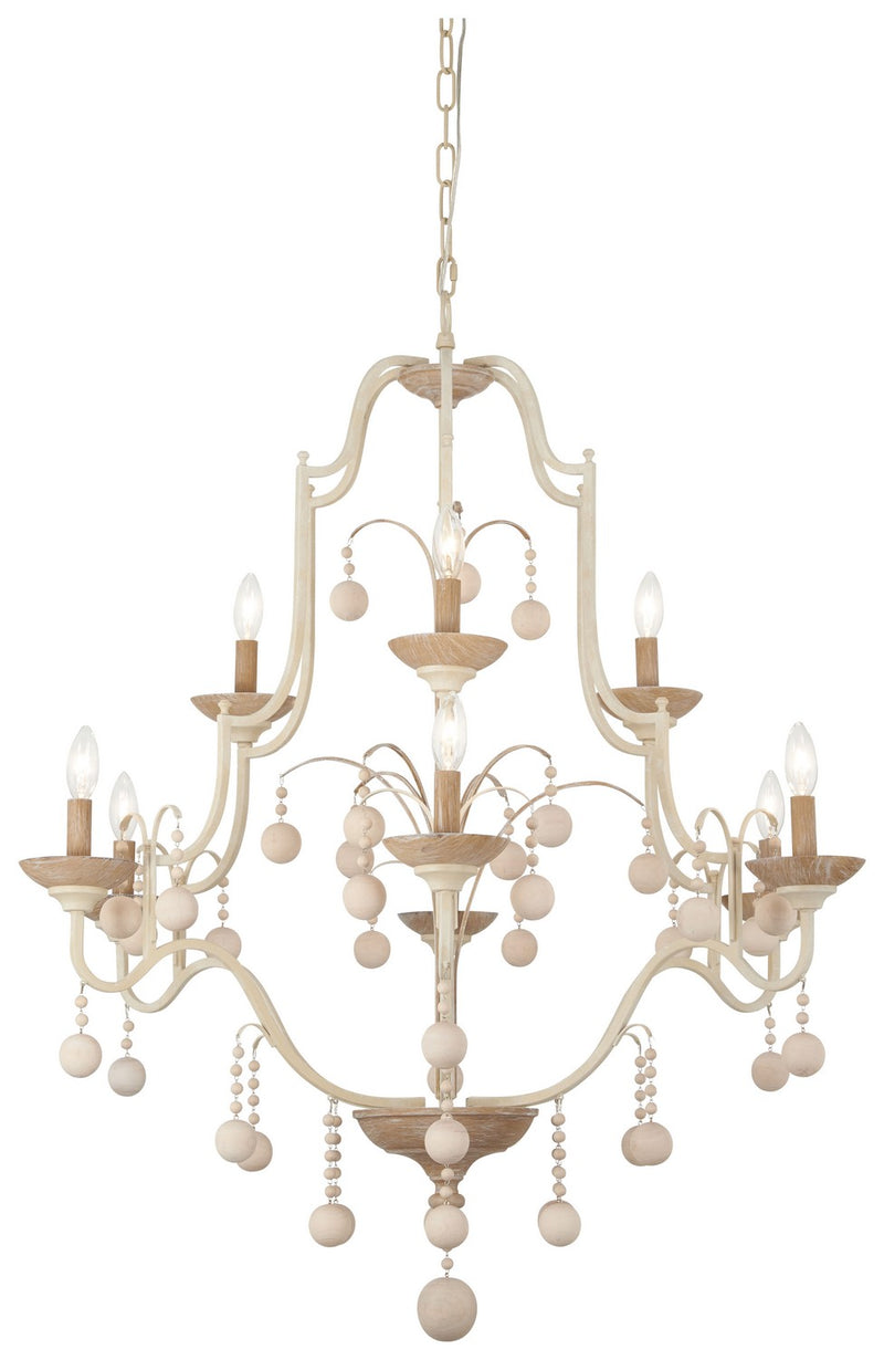 Nine Light Chandelier<br /><span style="color:#4AB0CE;">Entrega: 4-10 dias en USA</span><br /><span style="color:#4AB0CE;font-size:60%;">PREGUNTE POR ENTREGA EN PANAMA</span><br />Collection: Colonial Charm<br />Finish: White Wash & Sun Dried Clay