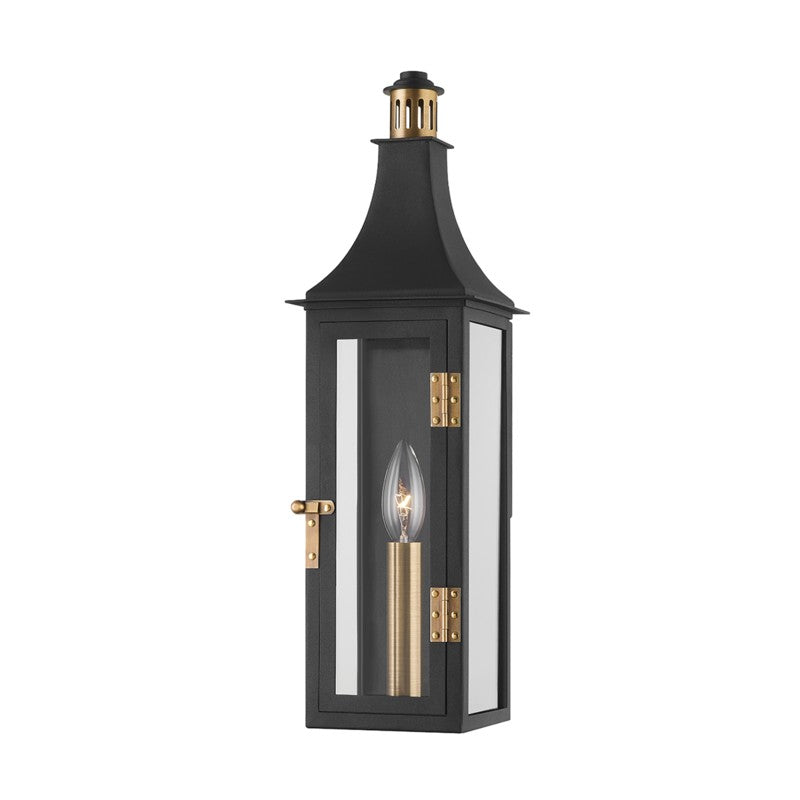 Troy Lighting - B7819-PBR/TBK - One Light Outdoor Wall Sconce - Wes - Patina Brass