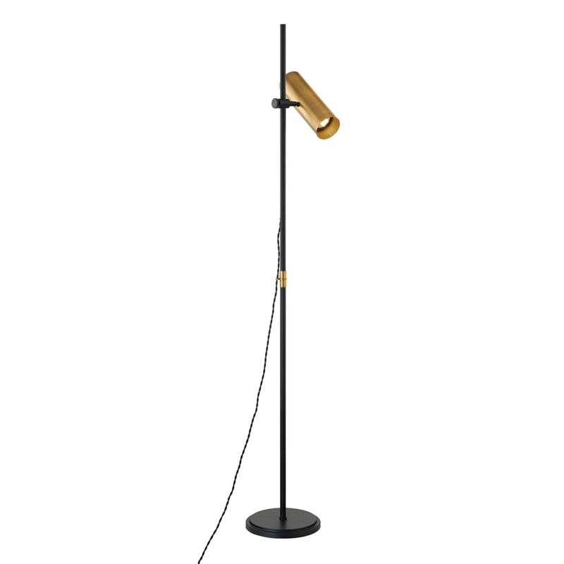 Troy Lighting - PFL9665-PBR/SBK - One Light Floor Lamp - Quinn - Patina Brass