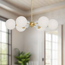 Alora - CH415330BGOP - Six Light Chandelier - Celia - Brushed Gold/Opal Glass