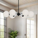 Alora - CH415330MBOP - Six Light Chandelier - Celia - Matte Black/Opal Glass