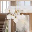 Nine Light Chandelier<br /><span style="color:#4AB0CE;">Entrega: 4-10 dias en USA</span><br /><span style="color:#4AB0CE;font-size:60%;">PREGUNTE POR ENTREGA EN PANAMA</span><br />Collection: Celia<br />Finish: Brushed Gold/Opal Glass