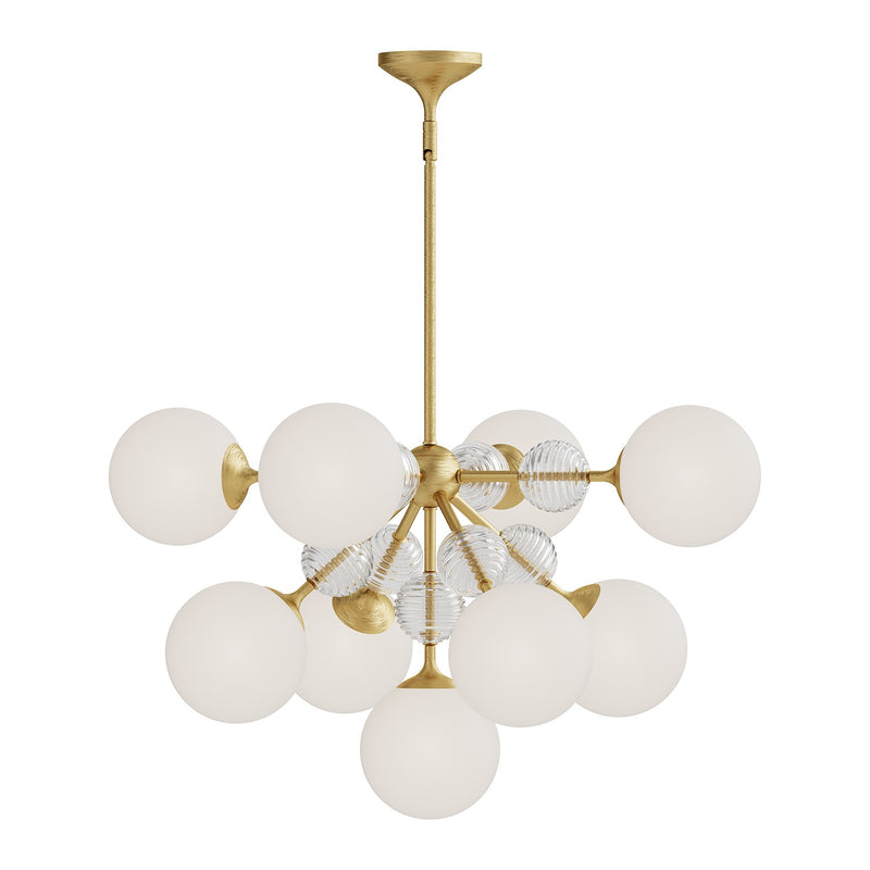 Alora - CH415331BGOP - Nine Light Chandelier - Celia - Brushed Gold/Opal Glass