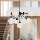 Alora - CH415331MBOP - Nine Light Chandelier - Celia - Matte Black/Opal Glass