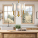 Alora - CH450715AGCW - Three Light Chandelier - Seno - Aged Gold/White Cotton Fabric