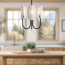 Alora - CH450715MBCW - Three Light Chandelier - Seno - Matte Black/White Cotton Fabric